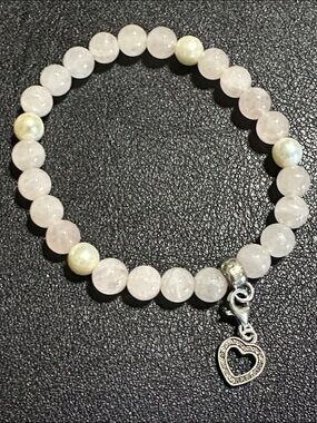 Thomas Sabo Charm Club Rose Quartz & Pearl Bracelet 925 Crystal Heart Pendant